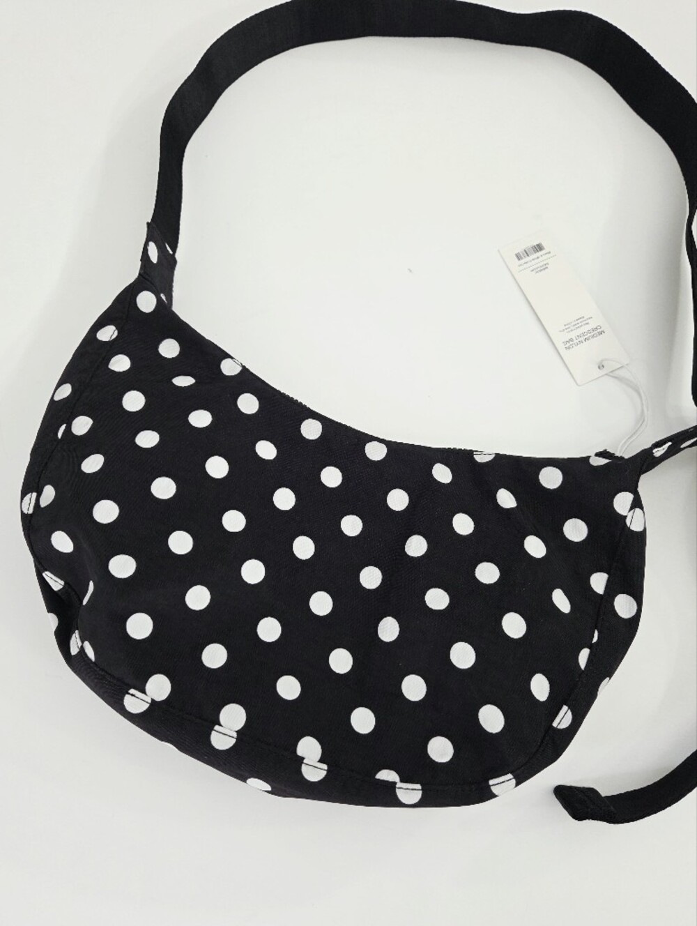 BAGGU MEDIUM NYLON CRESCENT BAG - BLACK & WHITE POLKA DOT - Picture 5 of 7